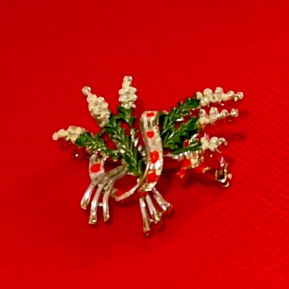 Vintage Hand Painted Enamel Scottish White Heather Brooch Signed ‘Exquisite’ - Picture 2 of 12
